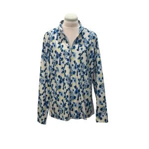 LADY HAGEN Blue Floral Quarter Zip LS UPF 50 XLARGE Womens Golf Golfer Golfing